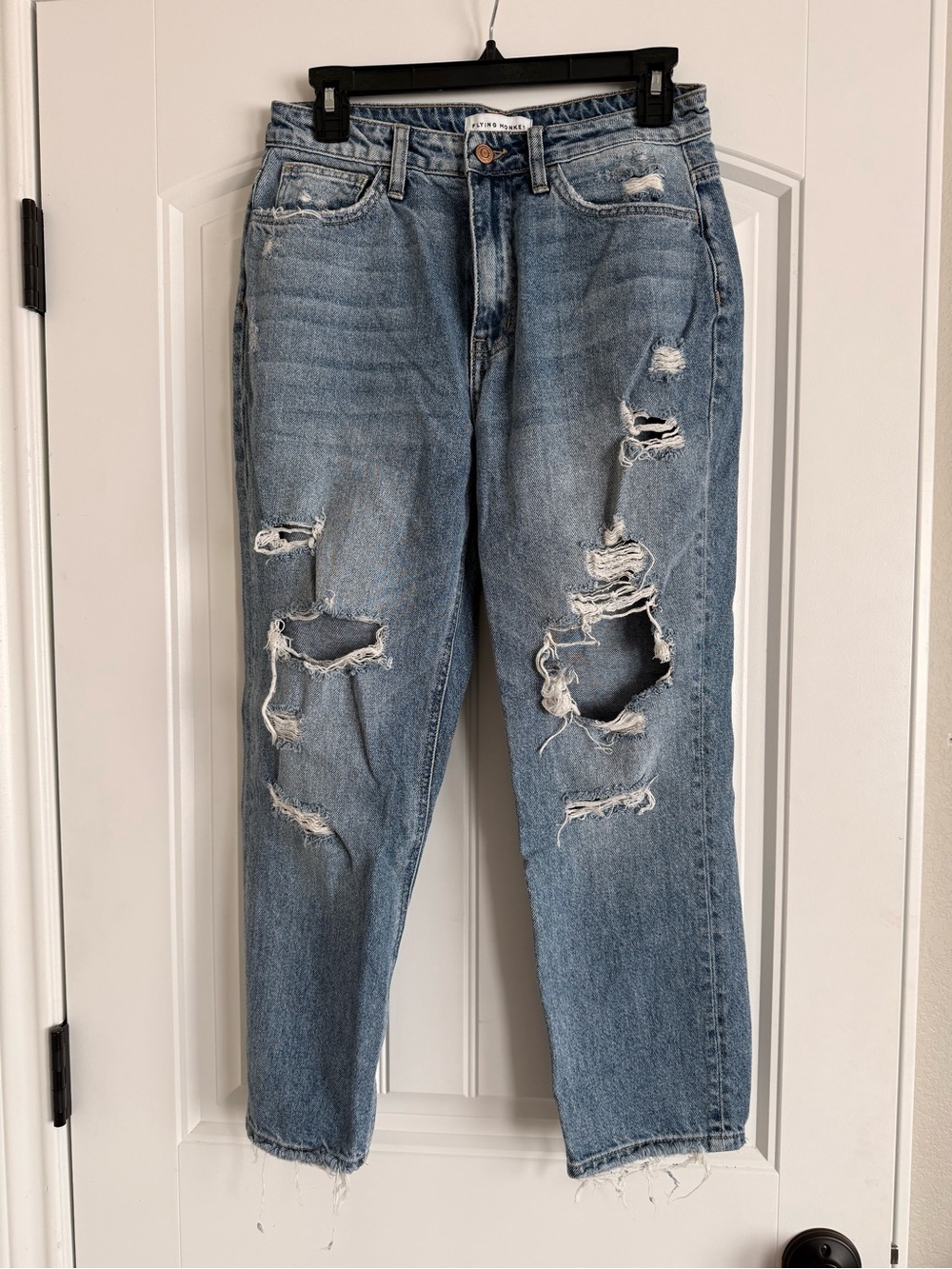 Flying Monkey Light Wash Ripped Boyfriend Jeans